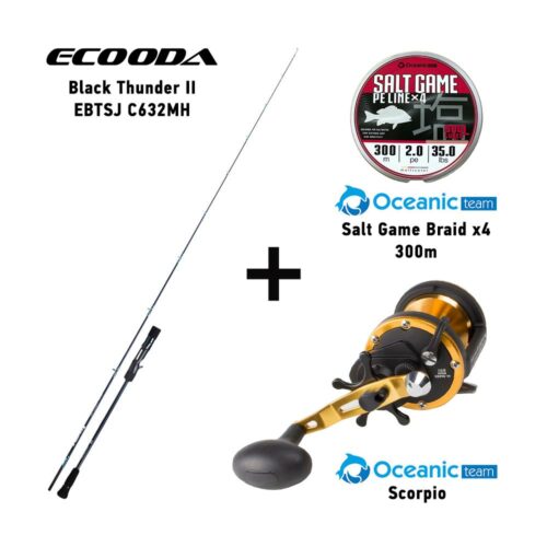 Combo Slow Jigging Ecooda Black Thunder II EBTSJ C632MH + Oceanic Team Scorpio + Oceanic Team Salt Game Braid x4/300m