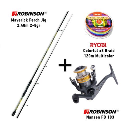 Combo LRF Robinson Maverick 240 2-8gr + Robinson Nansen FD 103 + Ryobi Colorful x8 120m