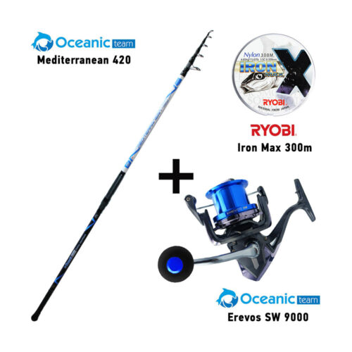 Combo Surf Casting Oceanic Team Mediterranean 420 + Oceanic Team Erevos SW 9000 + Ryobi Iron Max 300m