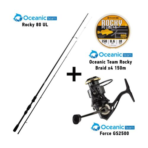 Combo LRF Oceanic Team Rocky 80UL + Oceanic Team Force GS2500 + Oceanic Team Rocky Braid x4 150m