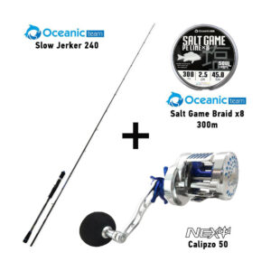 Combo Slow Jigging Oceanic Team Slow Jerker 240 + NEXT Calipzo 50 + Oceanic Team Salt Game Braid x8 300m