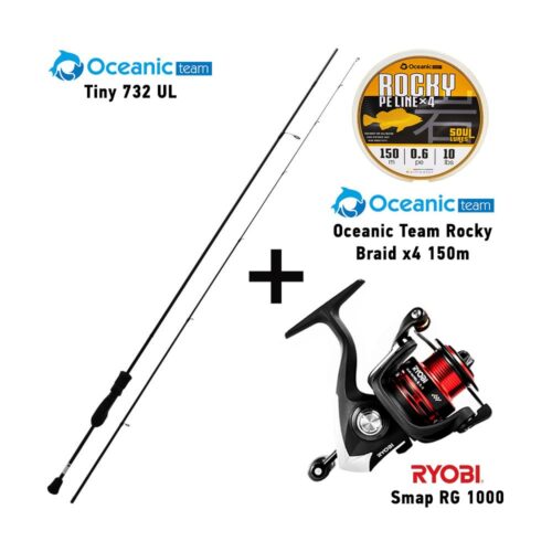 Combo LRF Oceanic Team Tiny 732UL + Ryobi Smap RG 1000 + Oceanic Team Rocky Braid x4 150m