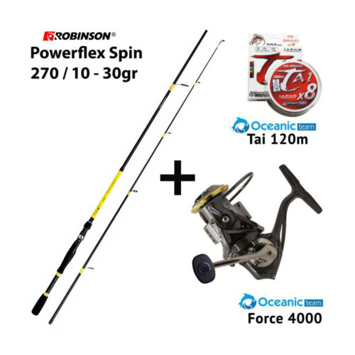 Combo Spinning Robinson Powerflex 270 10-30 + Oceanic Team Force 4000 + Nήμα Oceanic Team Tai 120m