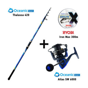 Combo Surf Casting Oceanic Team Thalassa 420 + Oceanic Team Atlas SW 6000 + Ryobi Iron Max 600m
