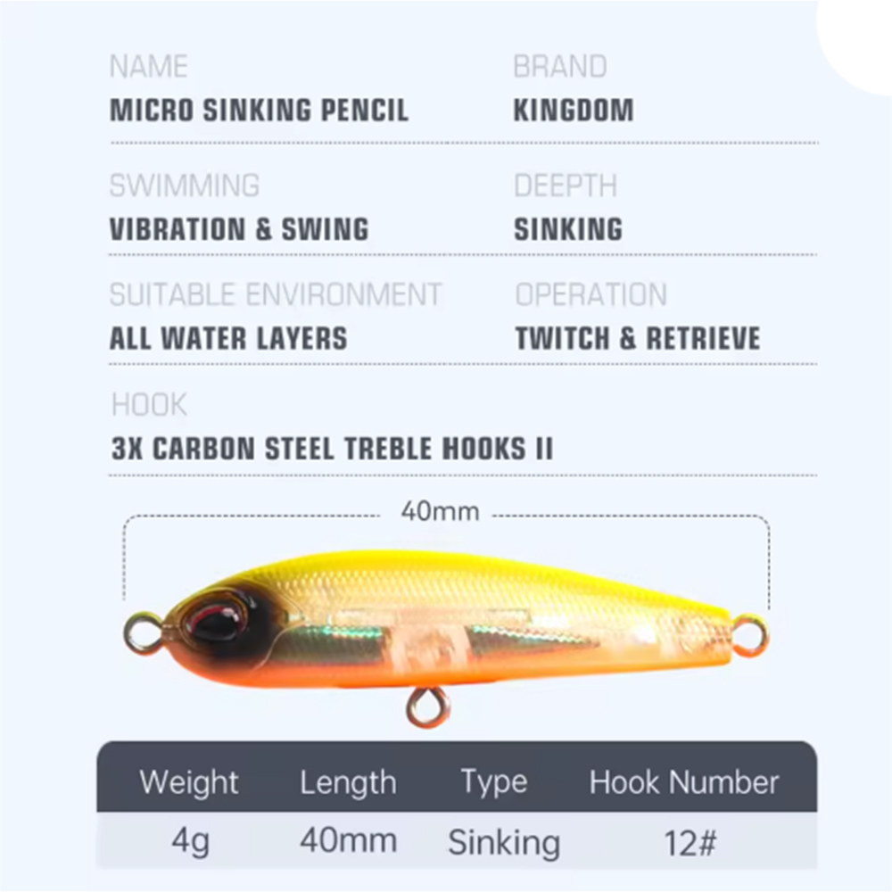 Kingdom Slow Sinking Pencil 40mm 4g 10 Kingdom Slow Sinking Pencil 40mm 4g - Image 6